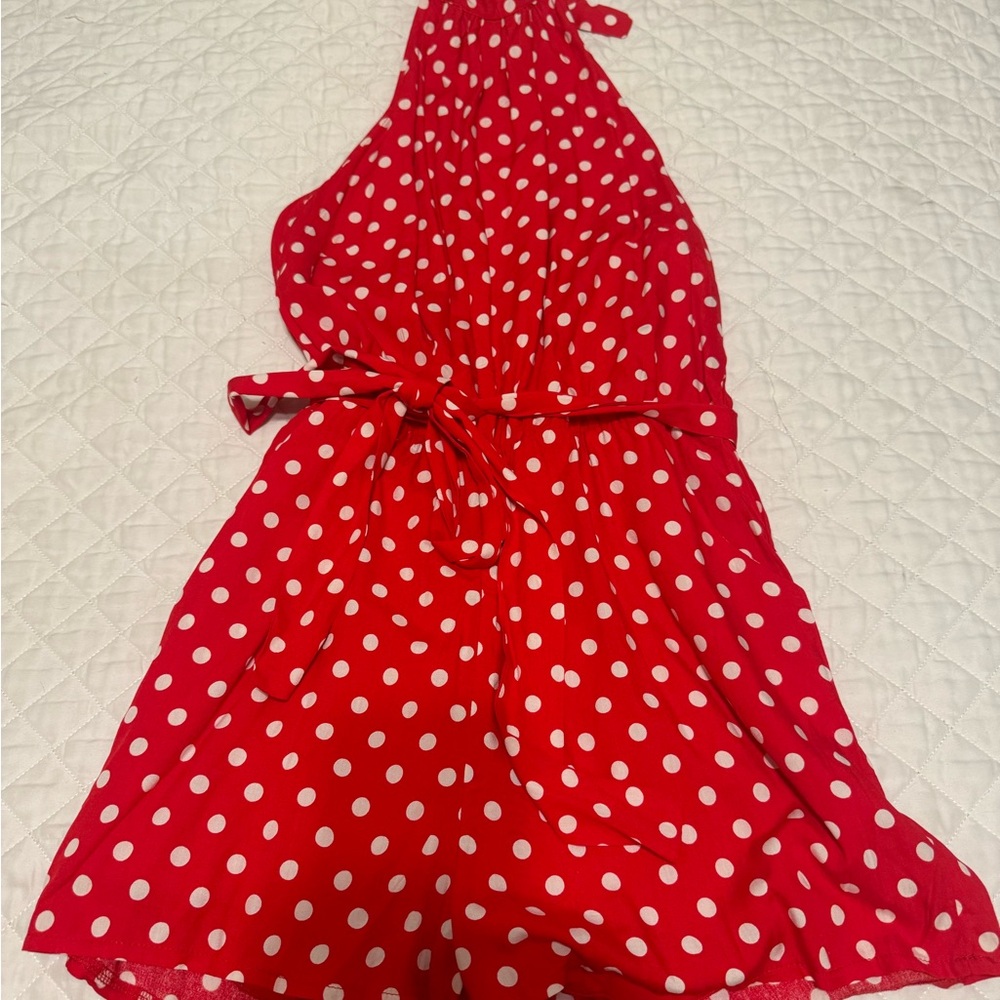 Red Polka Dot Halter Romper